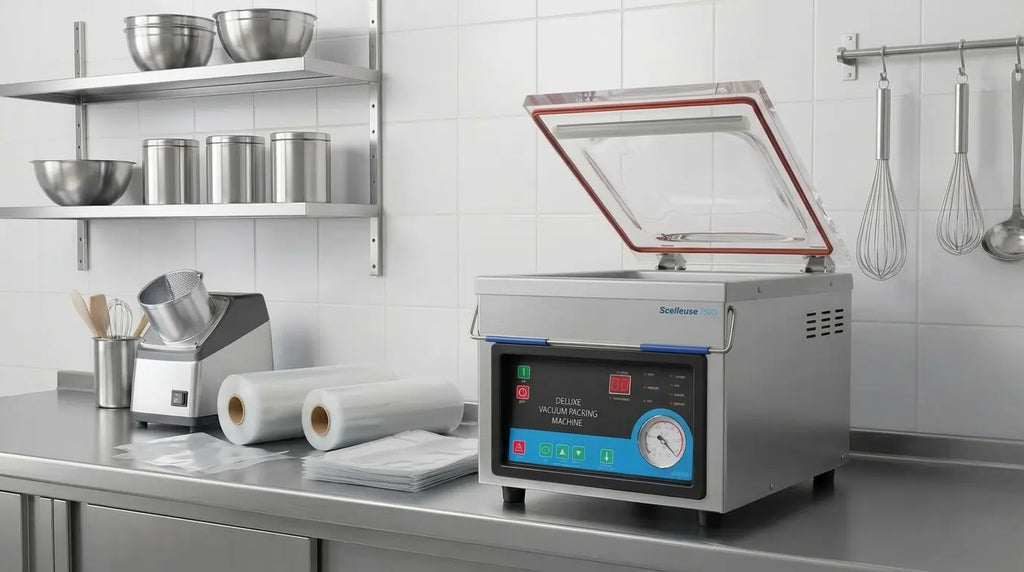 Sacs et machines sous vides sur une table